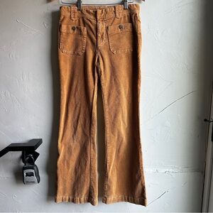 Free People Brown Corduroy Flares 70s Boho Retro Wide-Wale Indie Fall Sz 2